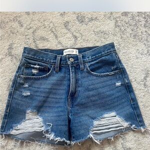 Abercrombie & Fitch Ripped Blue Jean Shorts